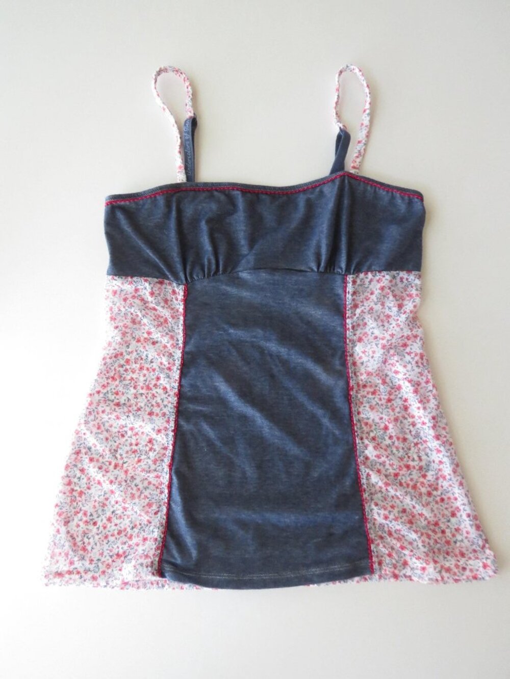 Vintage Italian Denim Sheer Floral Mesh Cami / Tank Top, United Colors of Bennet